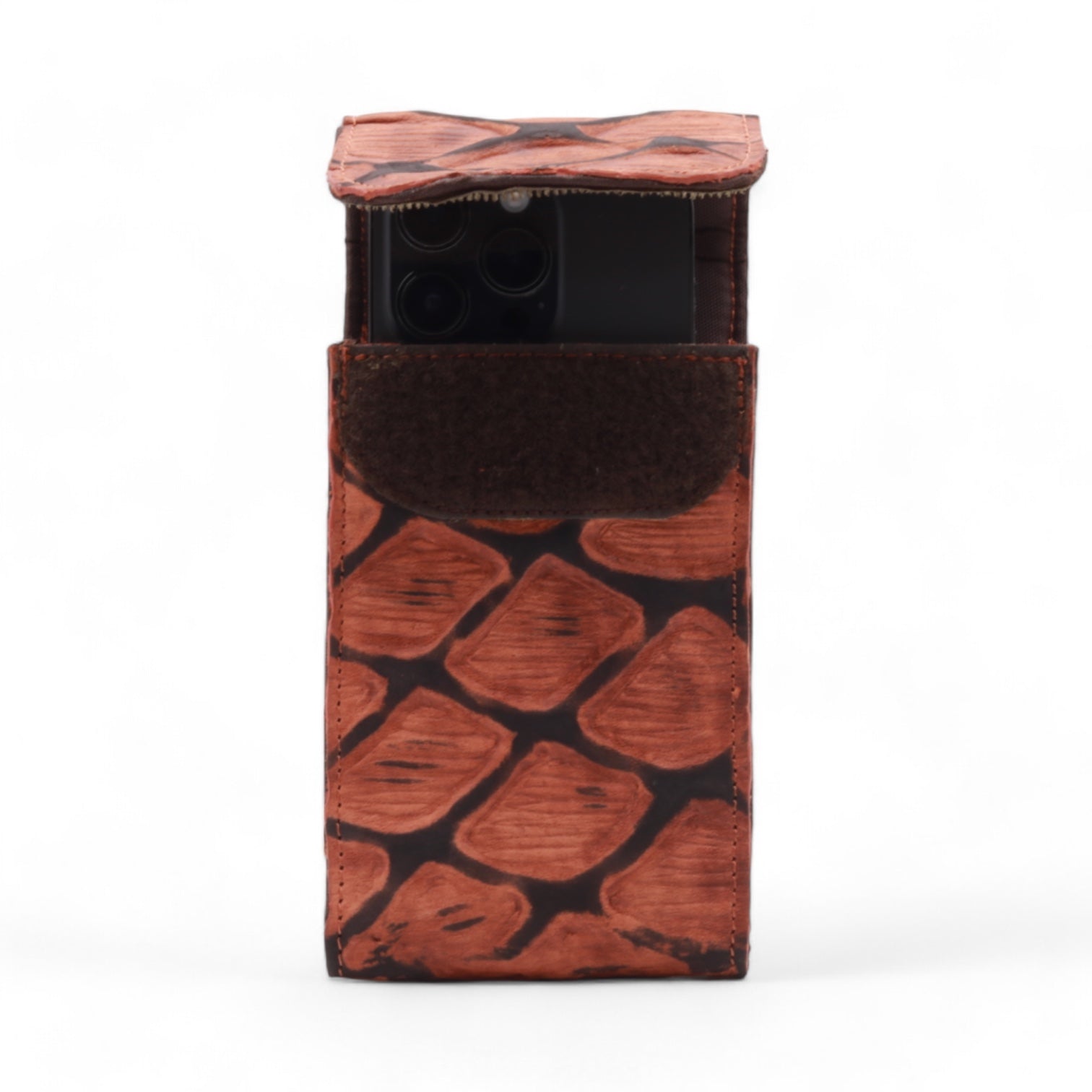 Kansas Shedron Pirarucu Print Leather Phone Case