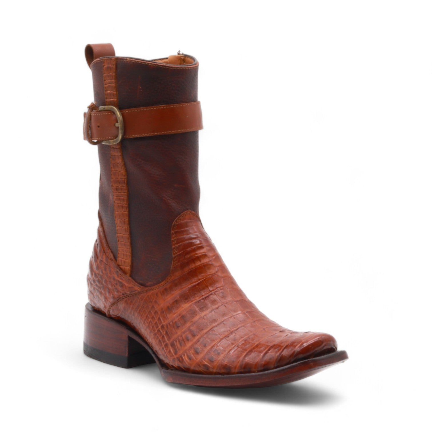 Warren Men's Camel Alligator Exotic Leather Boots