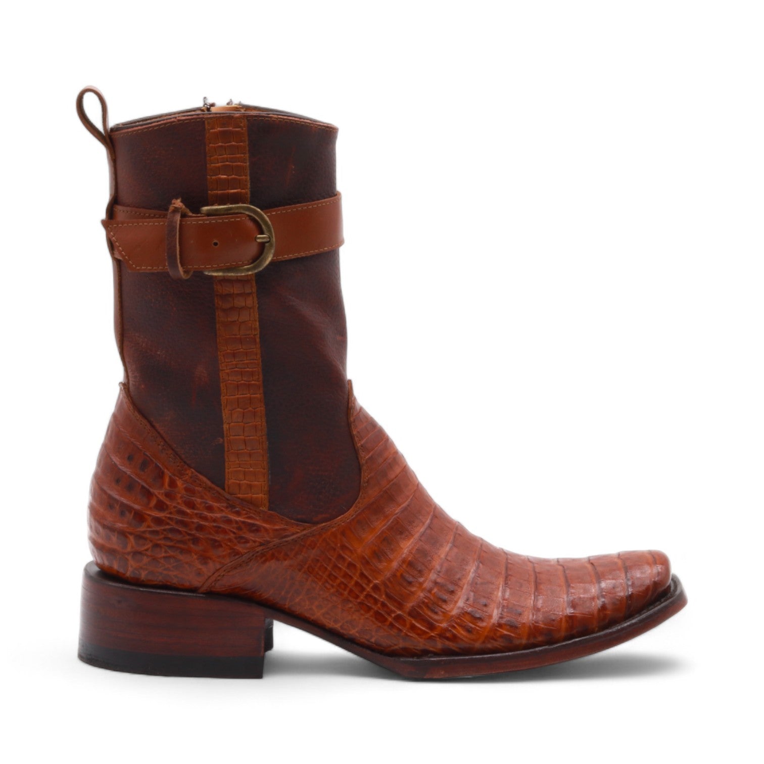 Warren Men's Camel Alligator Exotic Leather Boots