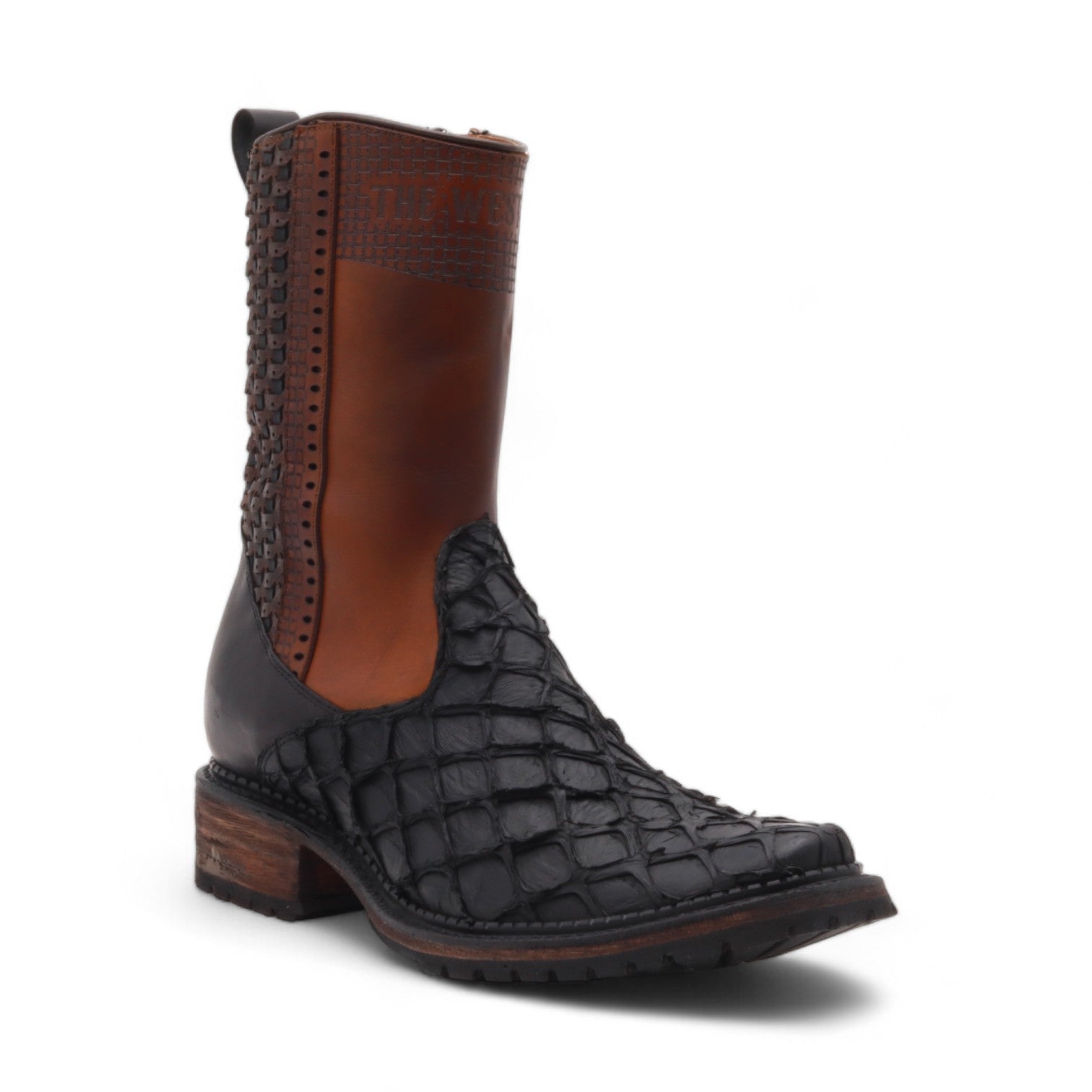 Mason Men's Black Pirarucu Exotic Leather Boots