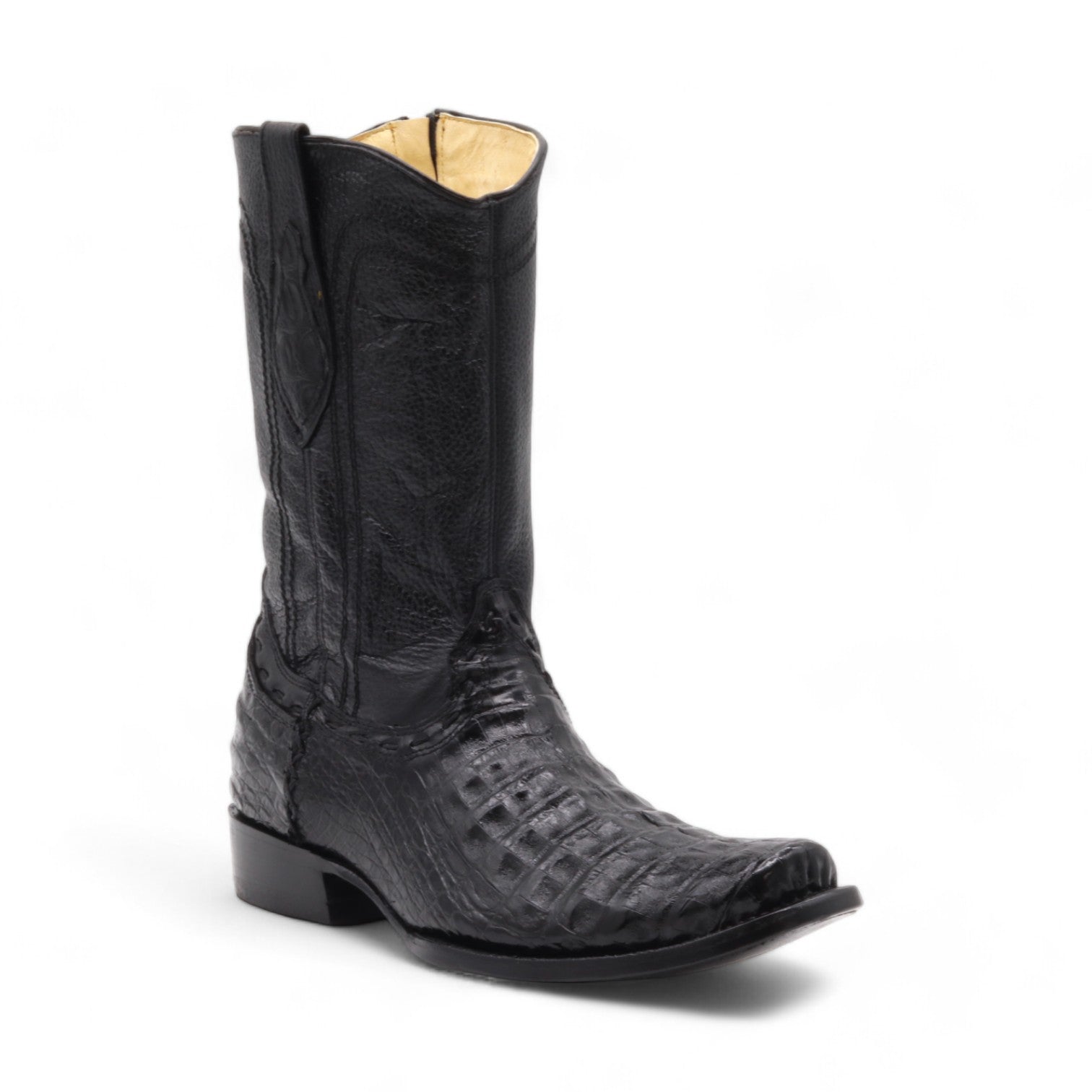 Aleron Men's Black Croc Belly Exotic Leather Boots