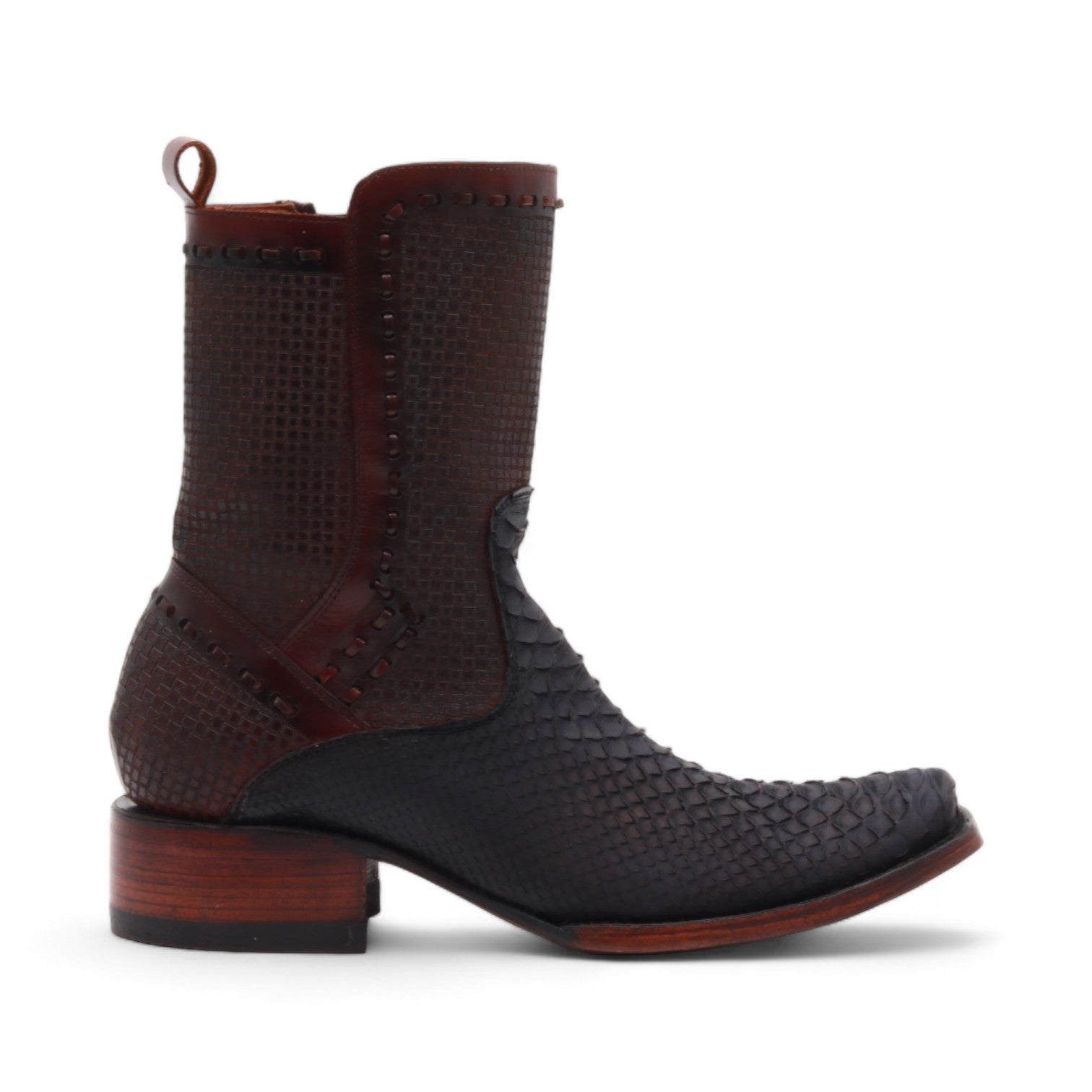 Connor Men's Black Python Exotic Leather Boots