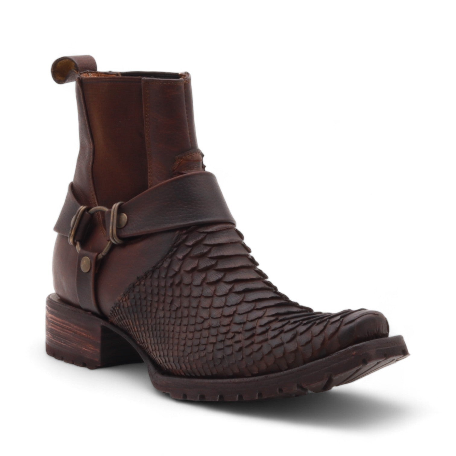 Taro Men's Brown Python Exotic Leather Boots
