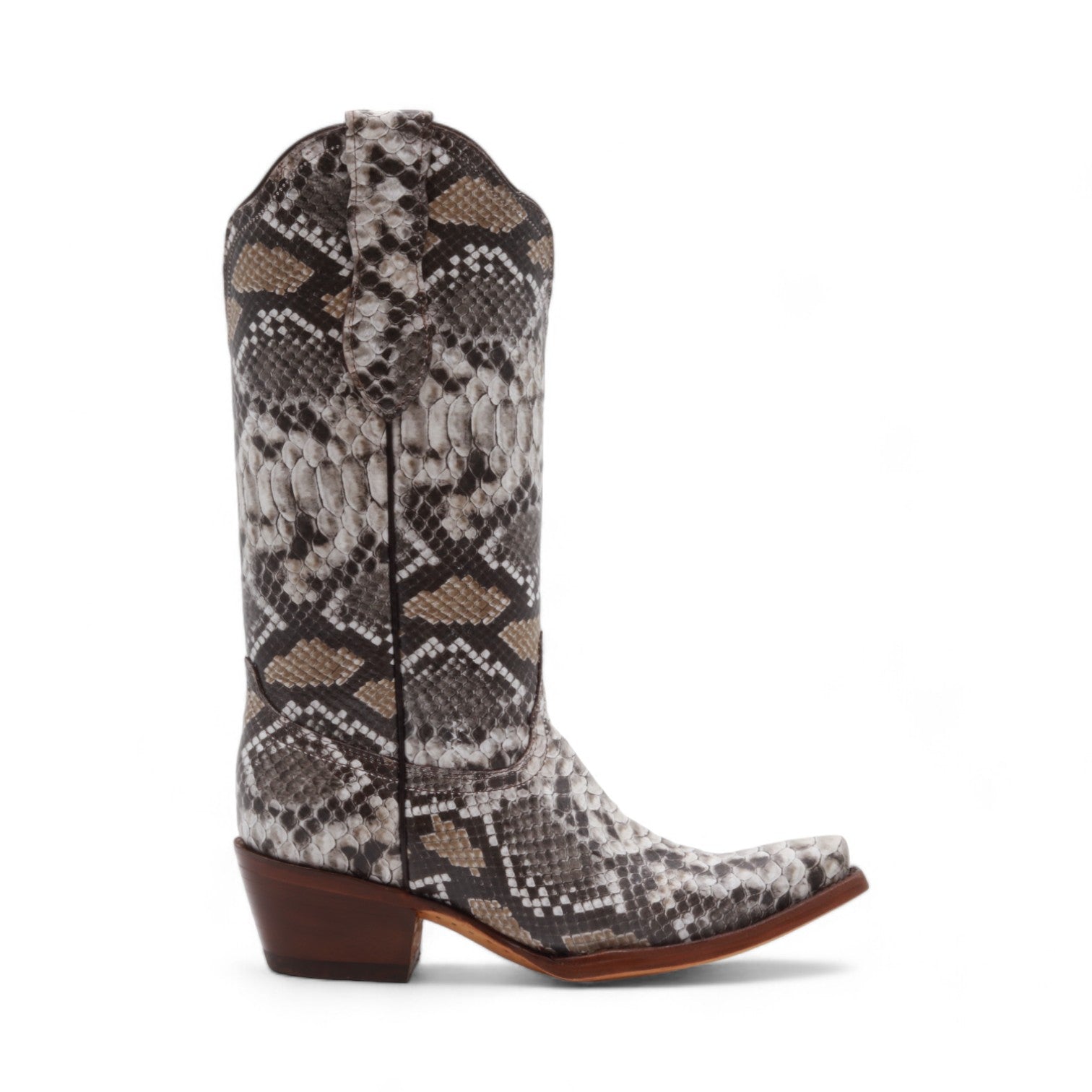 Lyra Women's Natural Snake Print Leather Boots