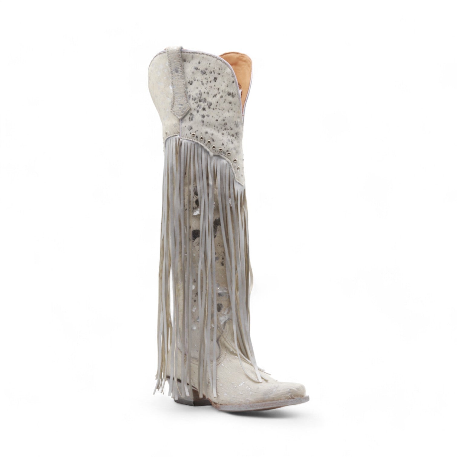 Lauren Women's White Hair Leather Boots