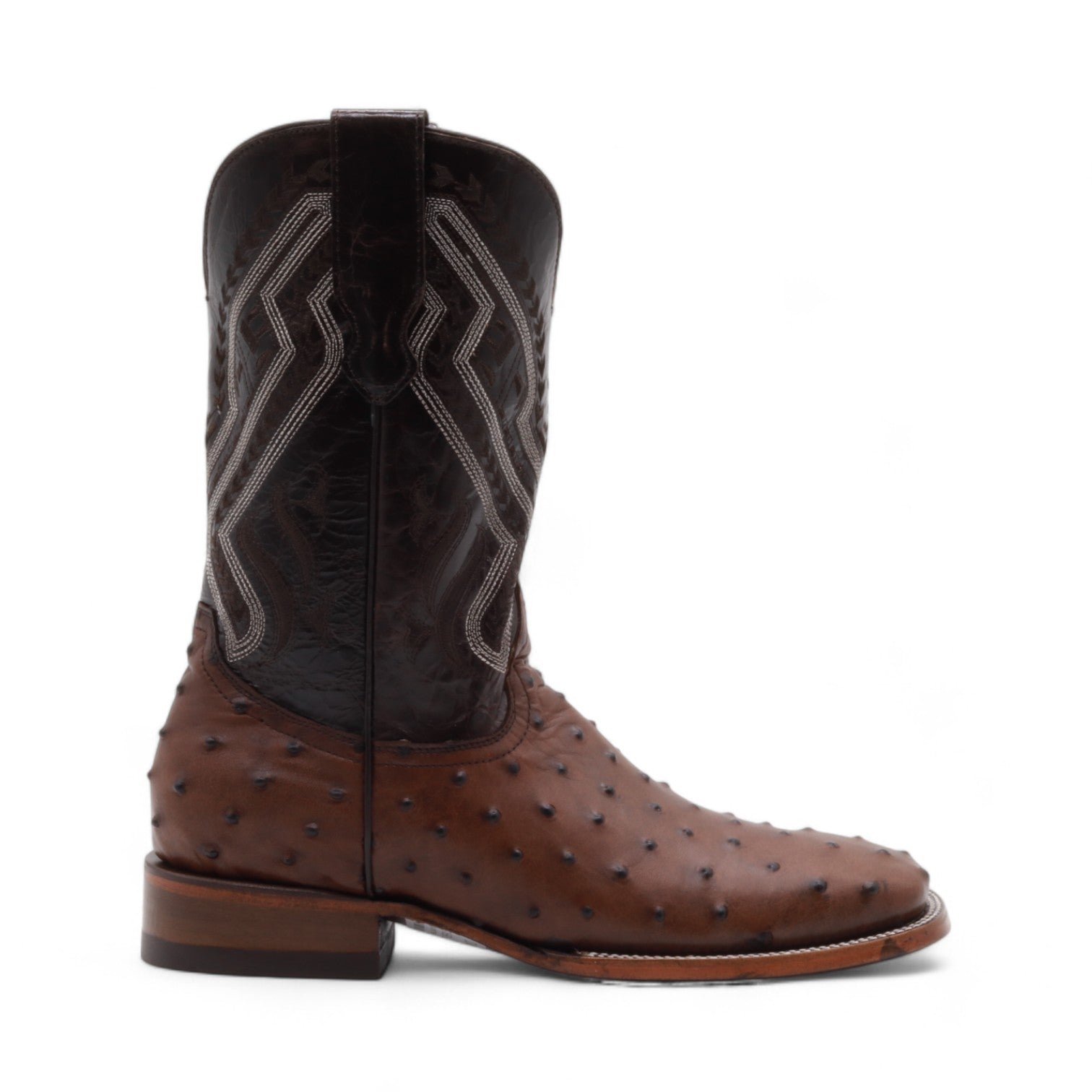 Vermont Men's Brown Ostrich Print Leather Boots