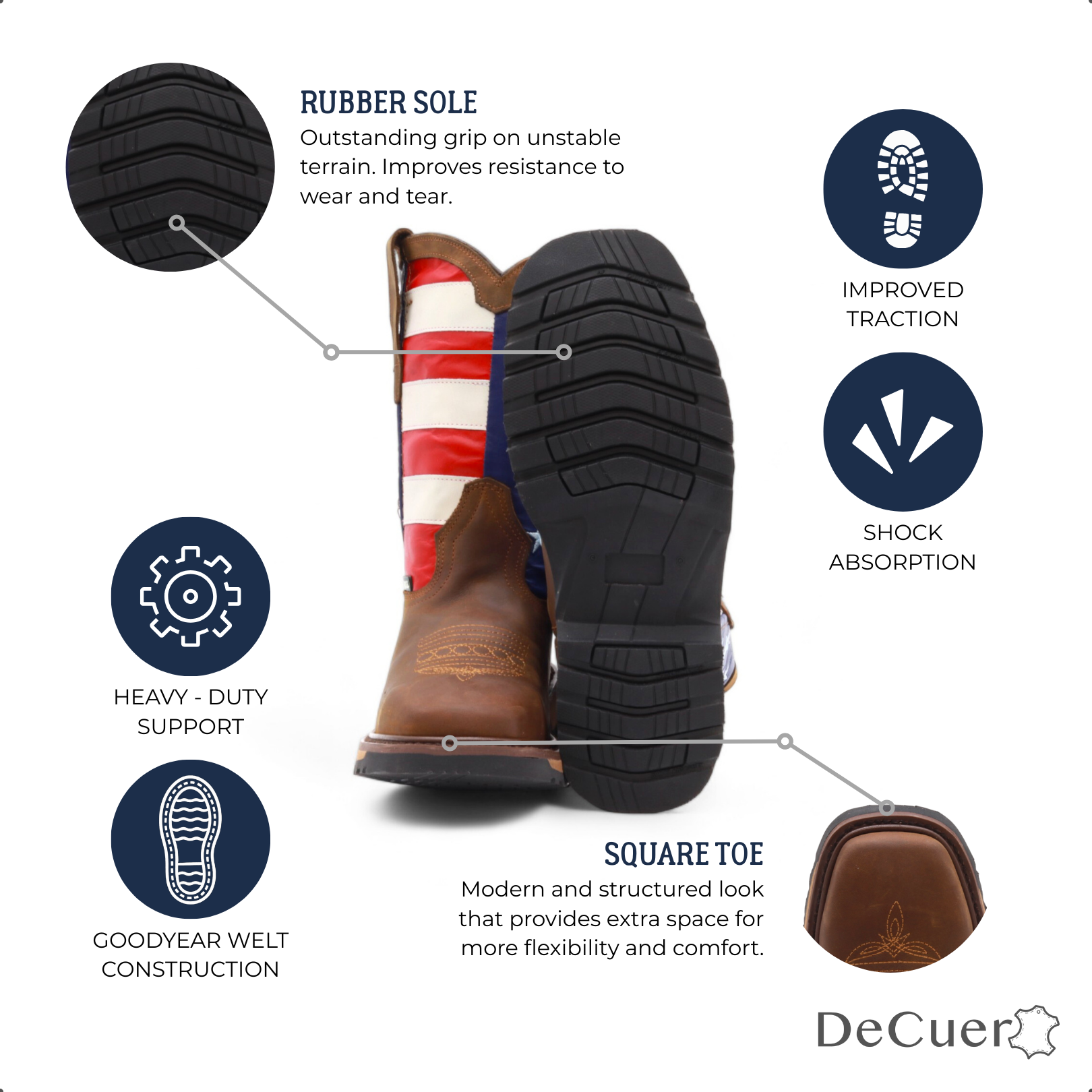 USA Men's Brown Leather Boots