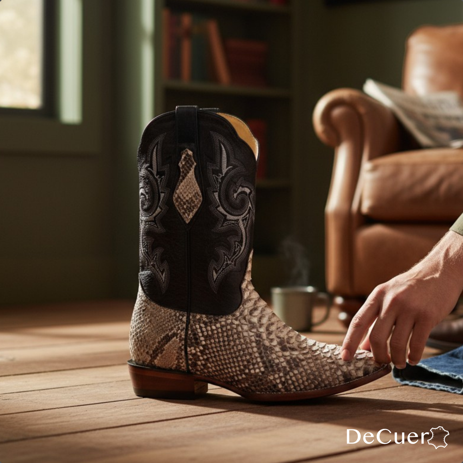 Rocco Men's Natural Python Exotic Leather Boots