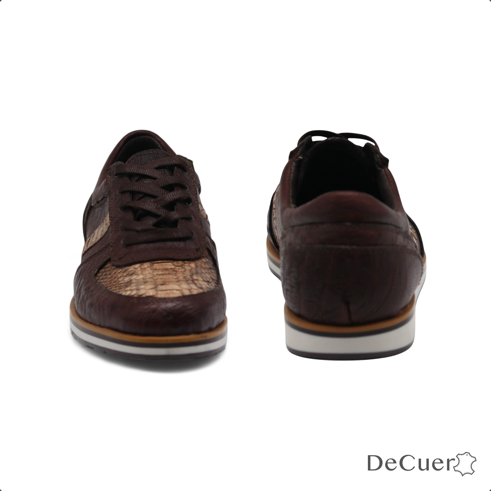 Asher Men's Brown Ostrich & Python Exotic Leather Sneakers