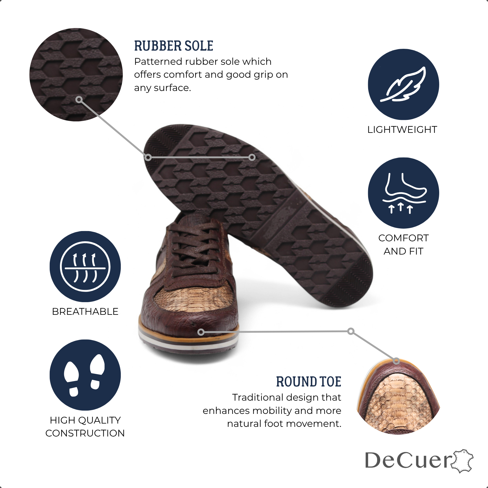 Asher Men's Brown Ostrich & Python Exotic Leather Sneakers