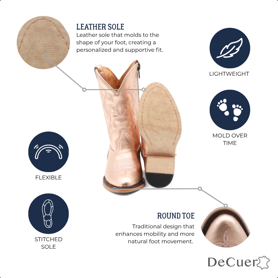 Sadie Kids Rose Gold Leather Boots