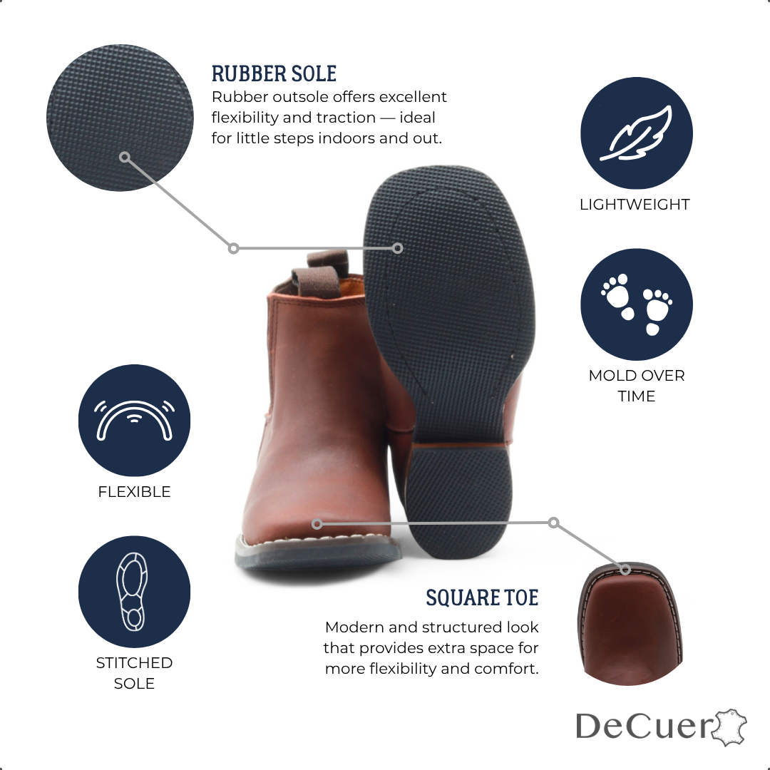 Evan Kids Brown Leather Short Boots