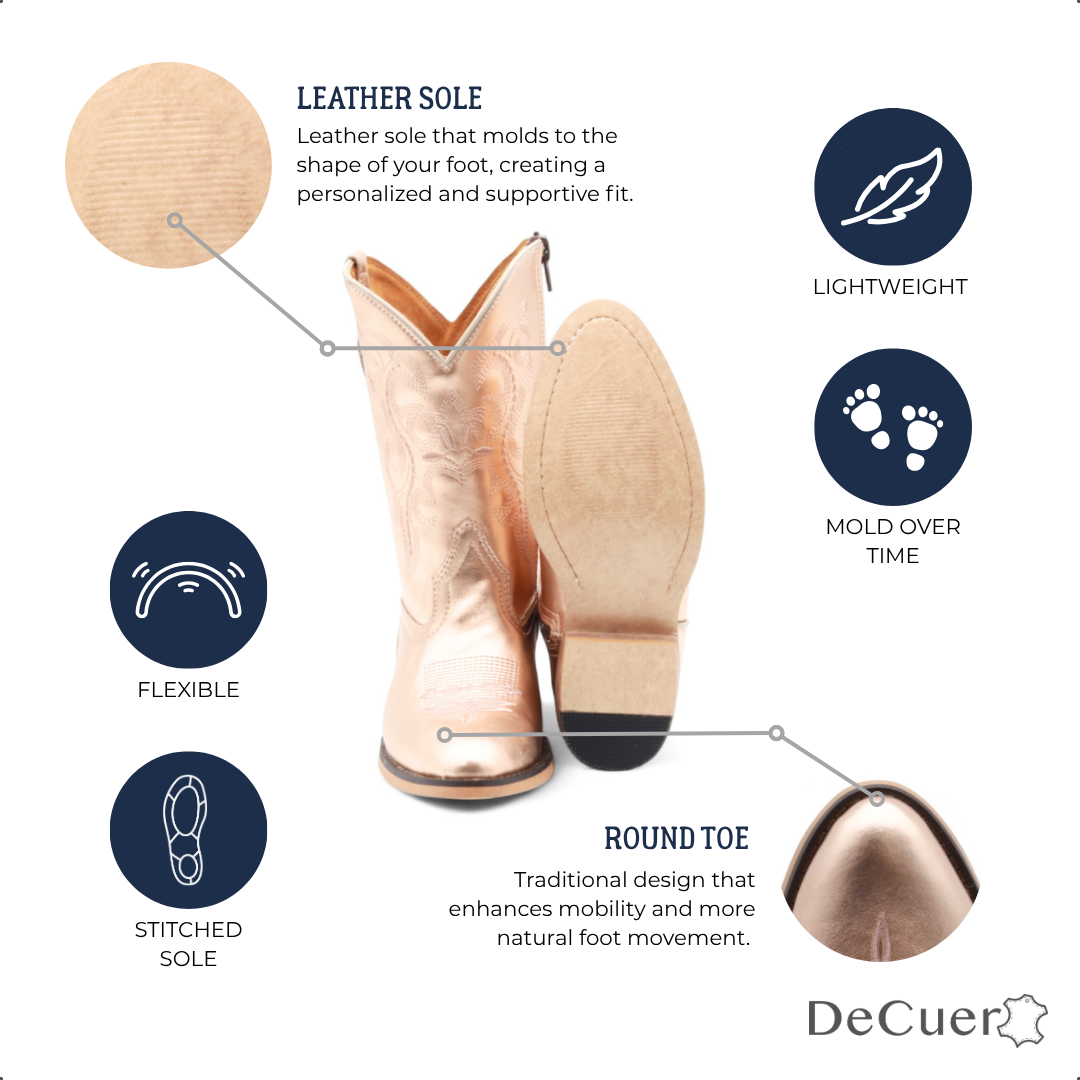 Sadie Juniors Rose Gold Leather Boots
