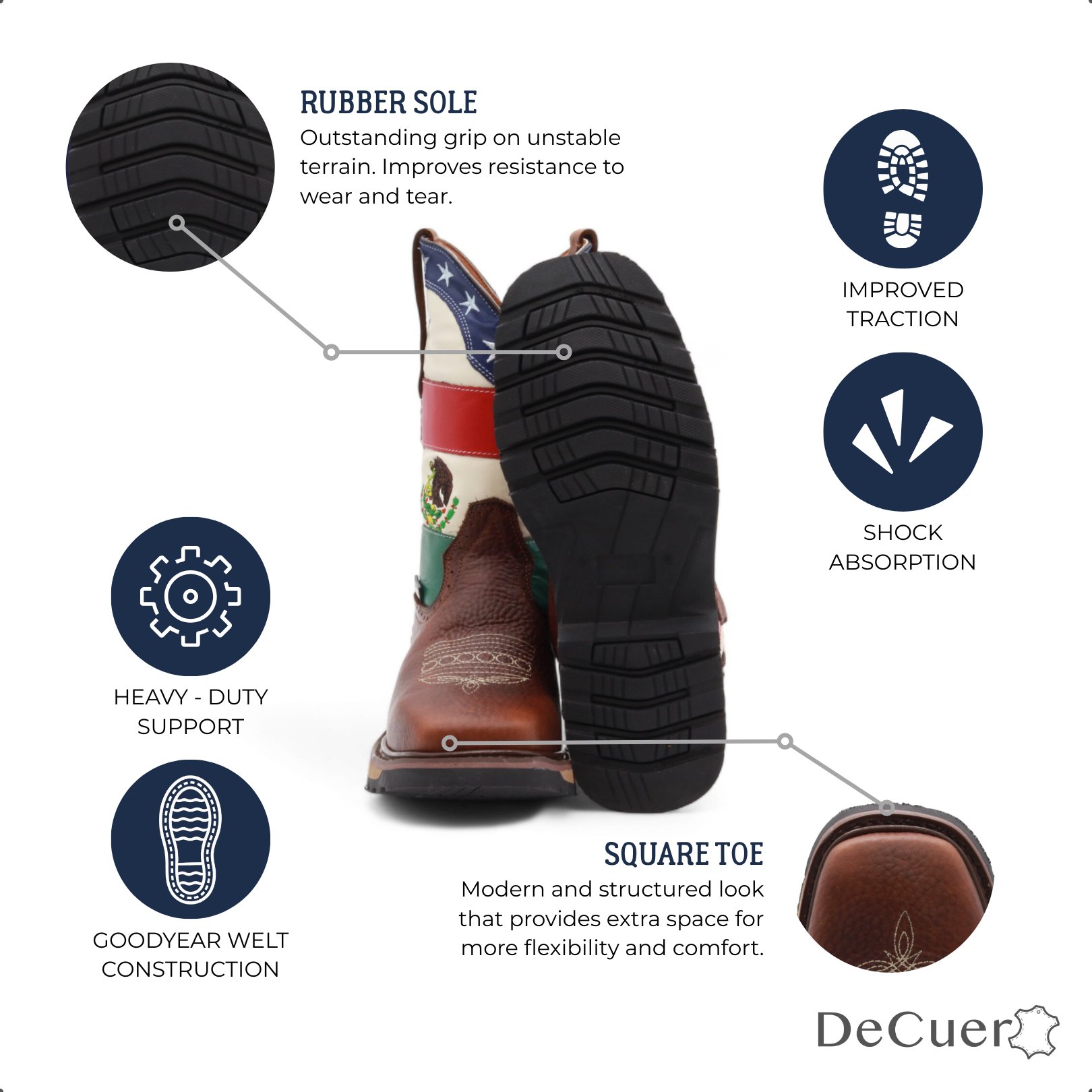 TexMex Men's Brown Leather Boots