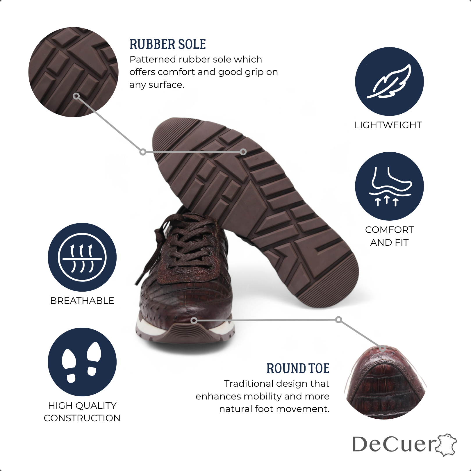 Fabio Men's Brown Croc Belly Exotic Leather Sneakers