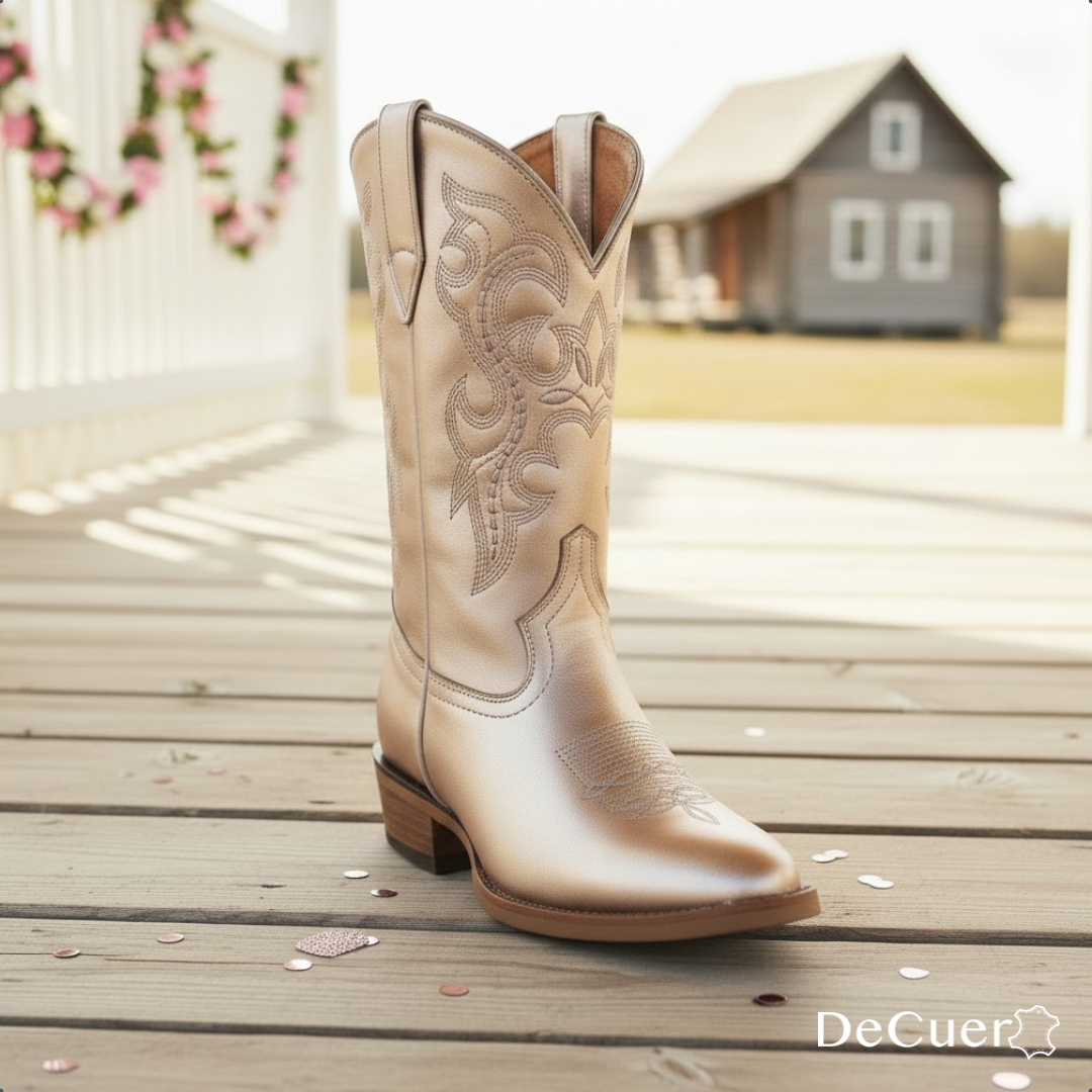 Sadie Juniors Rose Gold Leather Boots