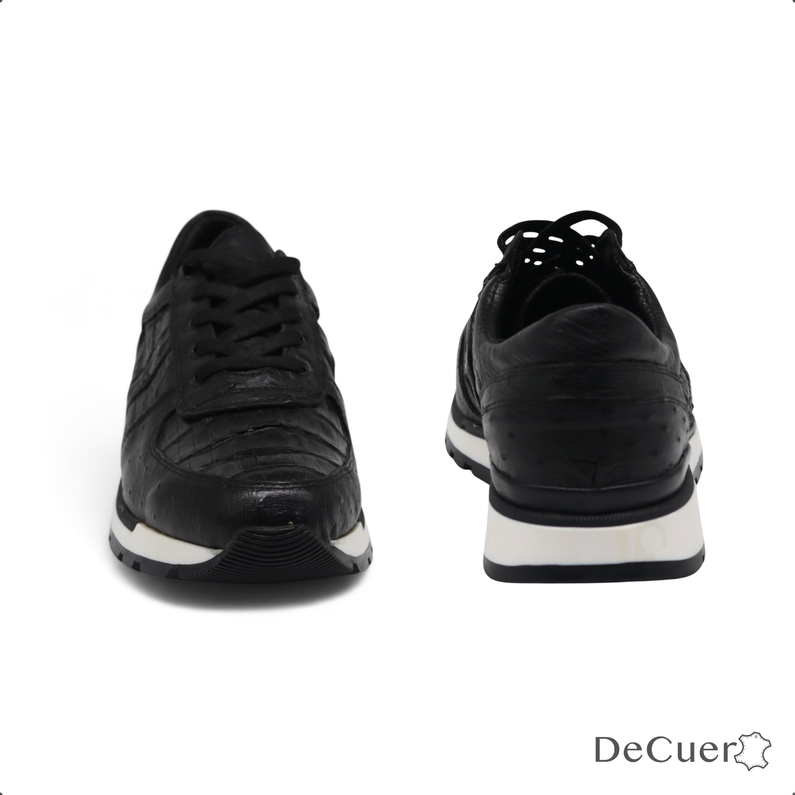 Fabio Men's Black Croc Belly Exotic Leather Sneakers