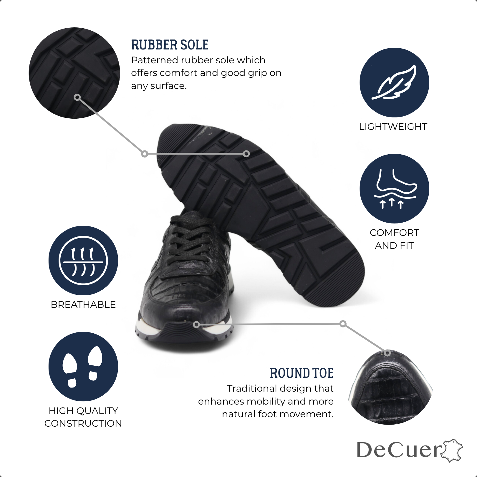 Fabio Men's Black Croc Belly Exotic Leather Sneakers