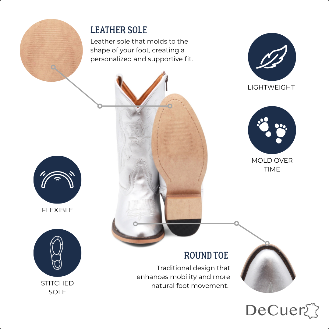 Sadie Juniors Silver Leather Boots