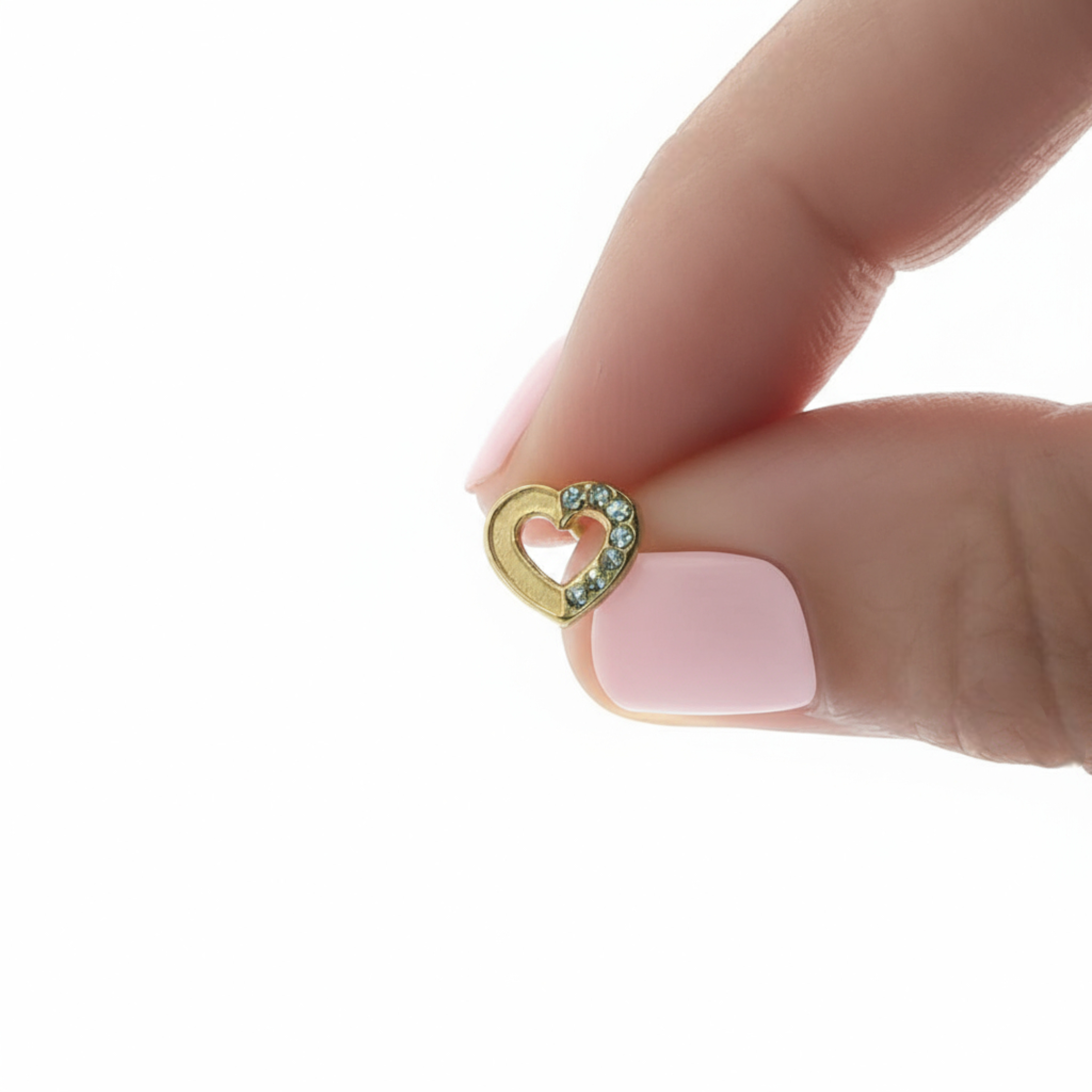 14K Yellow Gold Stud Earrings with Heart-Shaped Brilliant Cut CZ