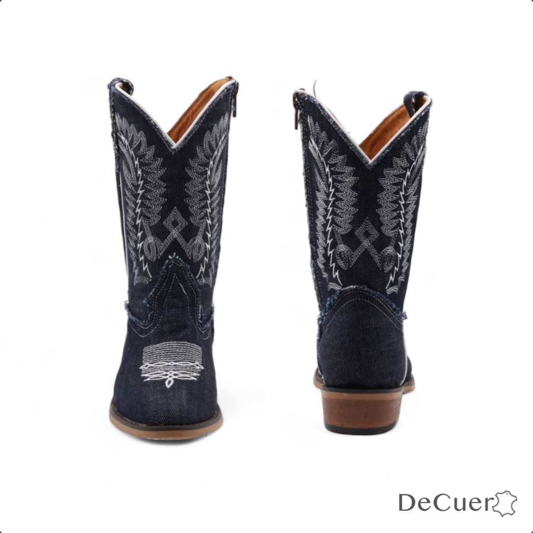 Sadie Juniors Denim Leather Boots