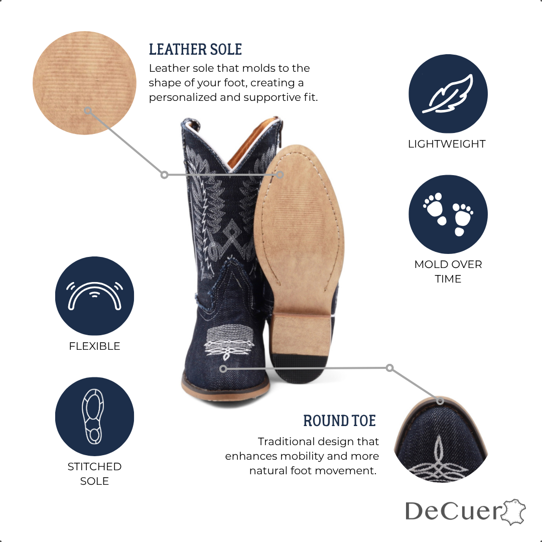 Sadie Juniors Denim Leather Boots