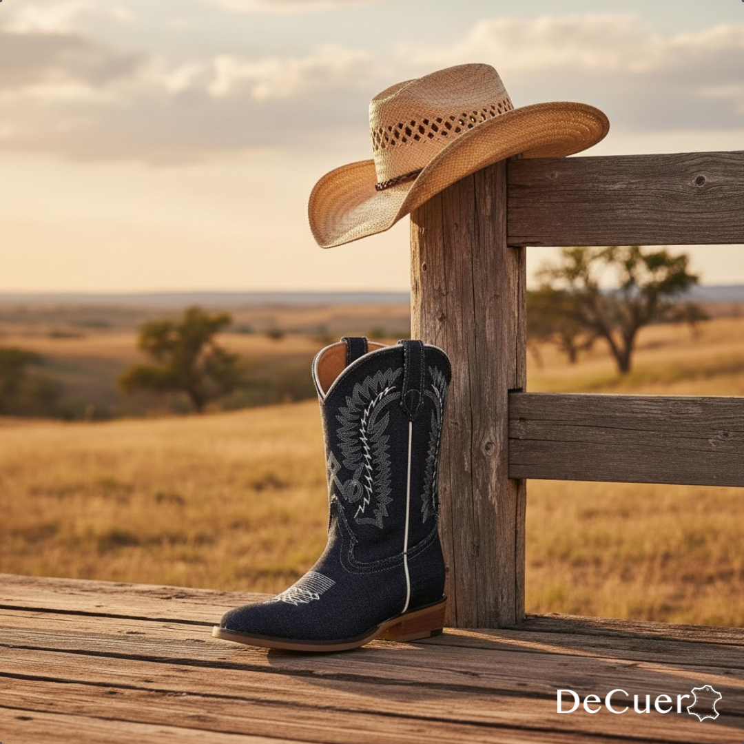 Sadie Juniors Denim Leather Boots