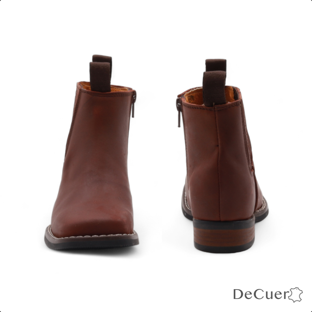 Evan Juniors Brown Leather Short Boots