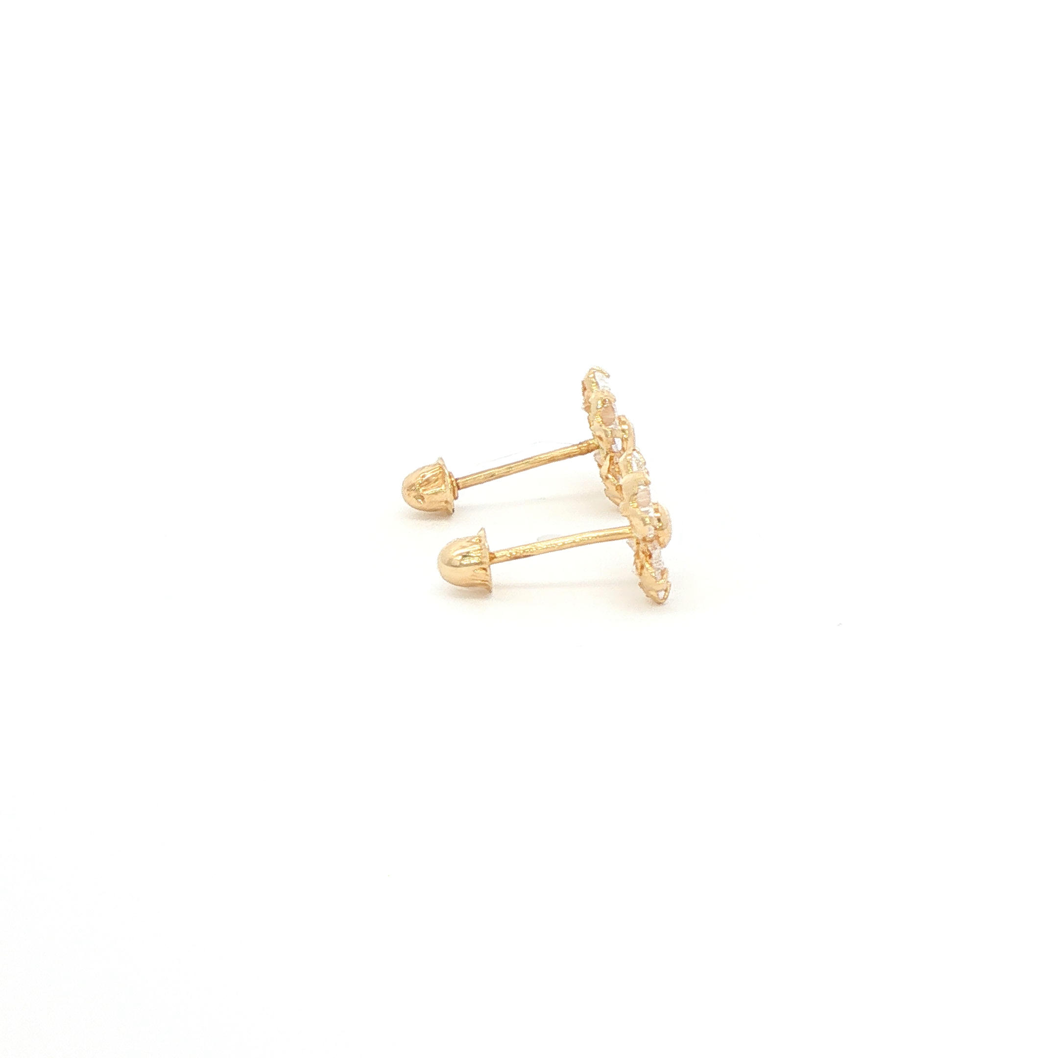 Yellow Gold 14K Stud Earrings with Round Cut Cz