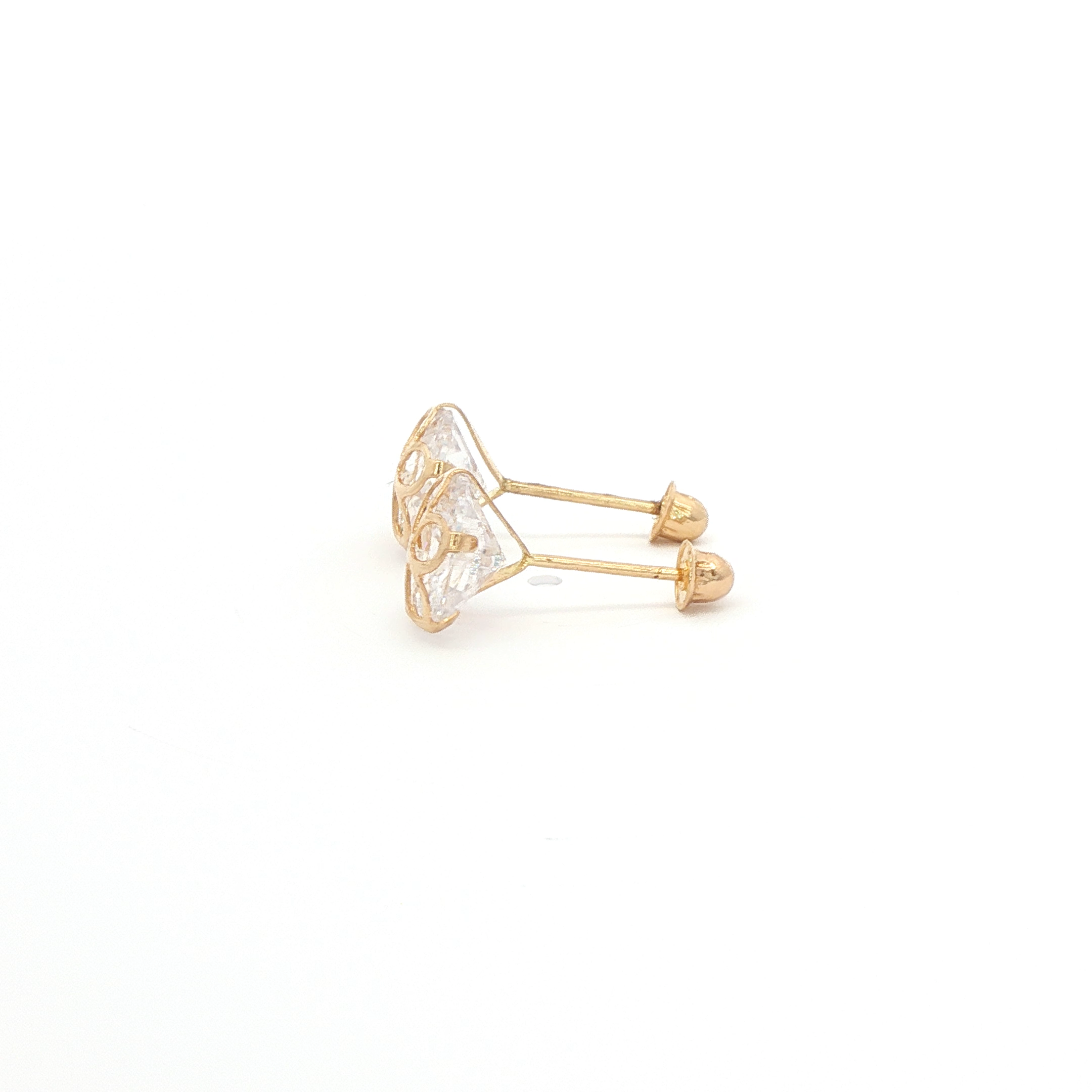 Brilliant Round Cut CZ Stud Earrings in 14K Yellow Gold