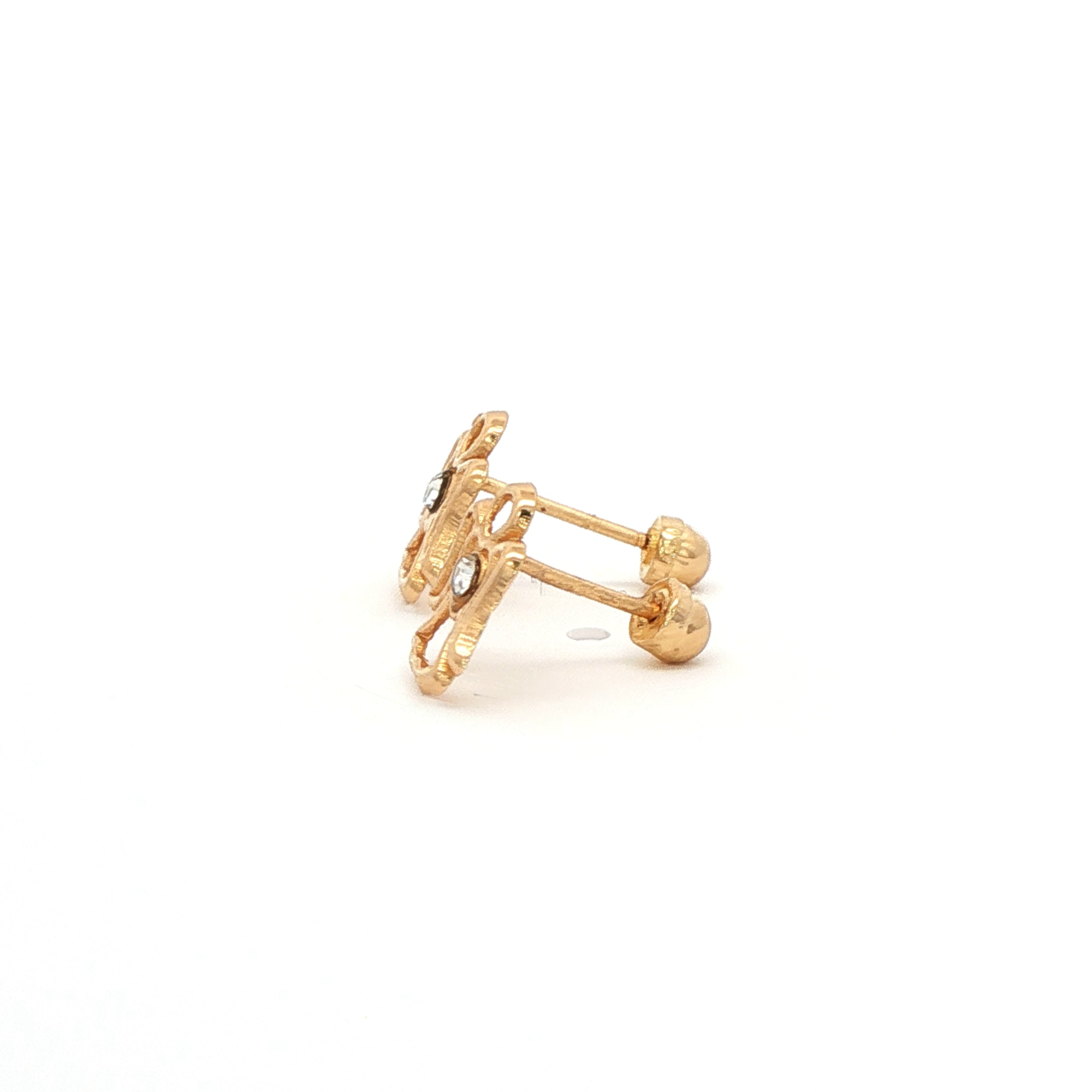Yellow Gold 10K Angel Stud Earrings with Round Cut Cz