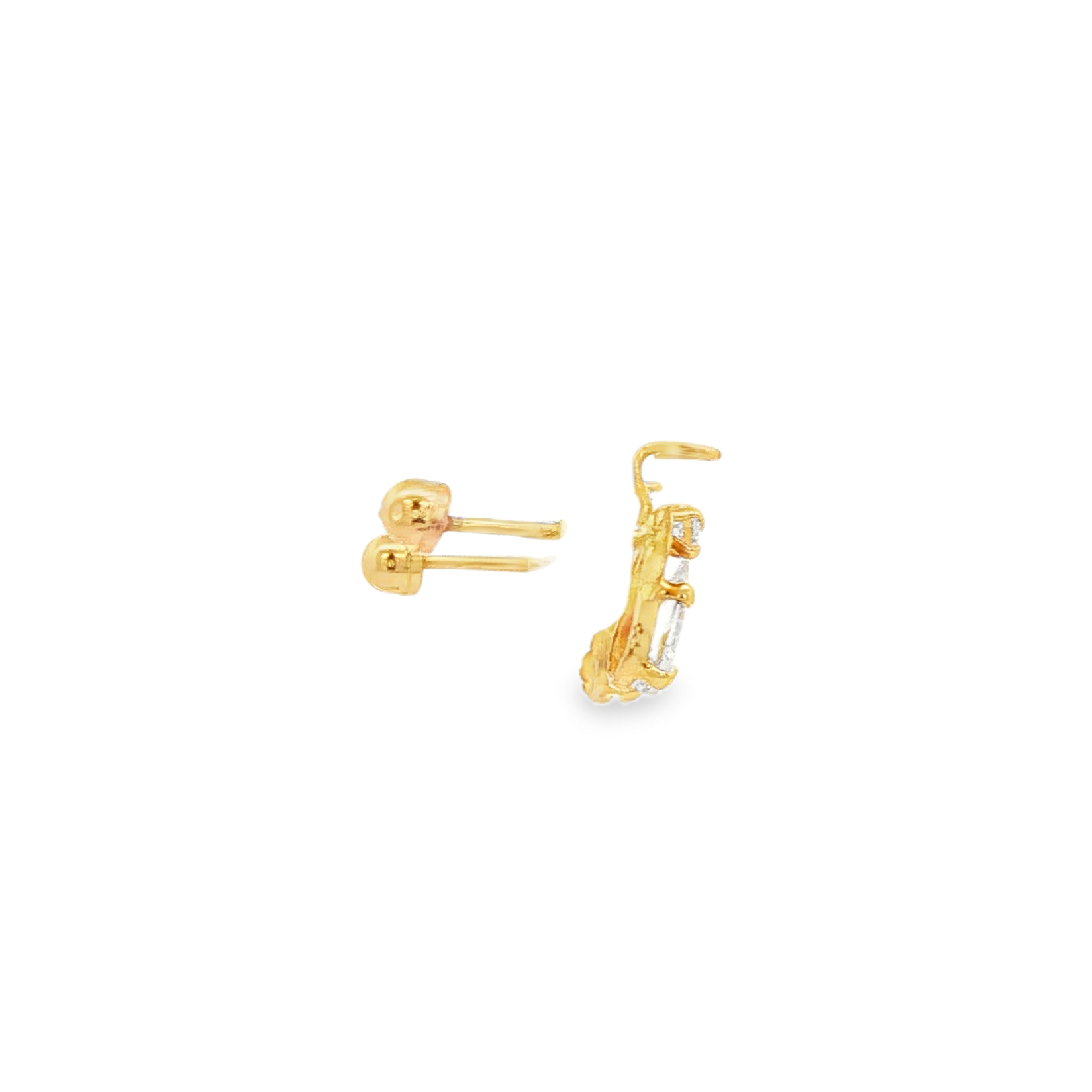 Yellow Gold 10K Angel Stud Earrings with Pear Cut CZ