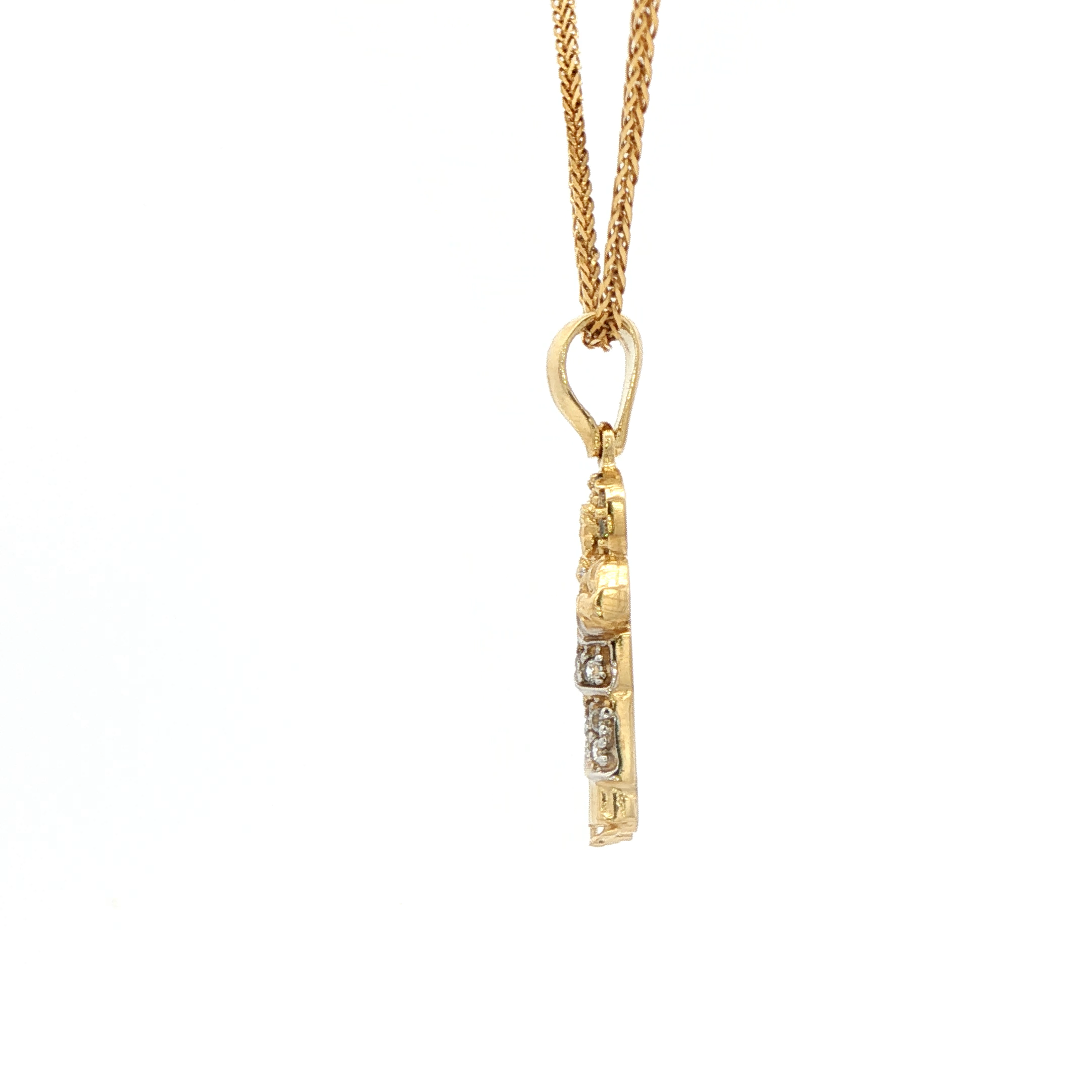 Yellow Gold 10K St. Jude Necklace with Round Cut Cz