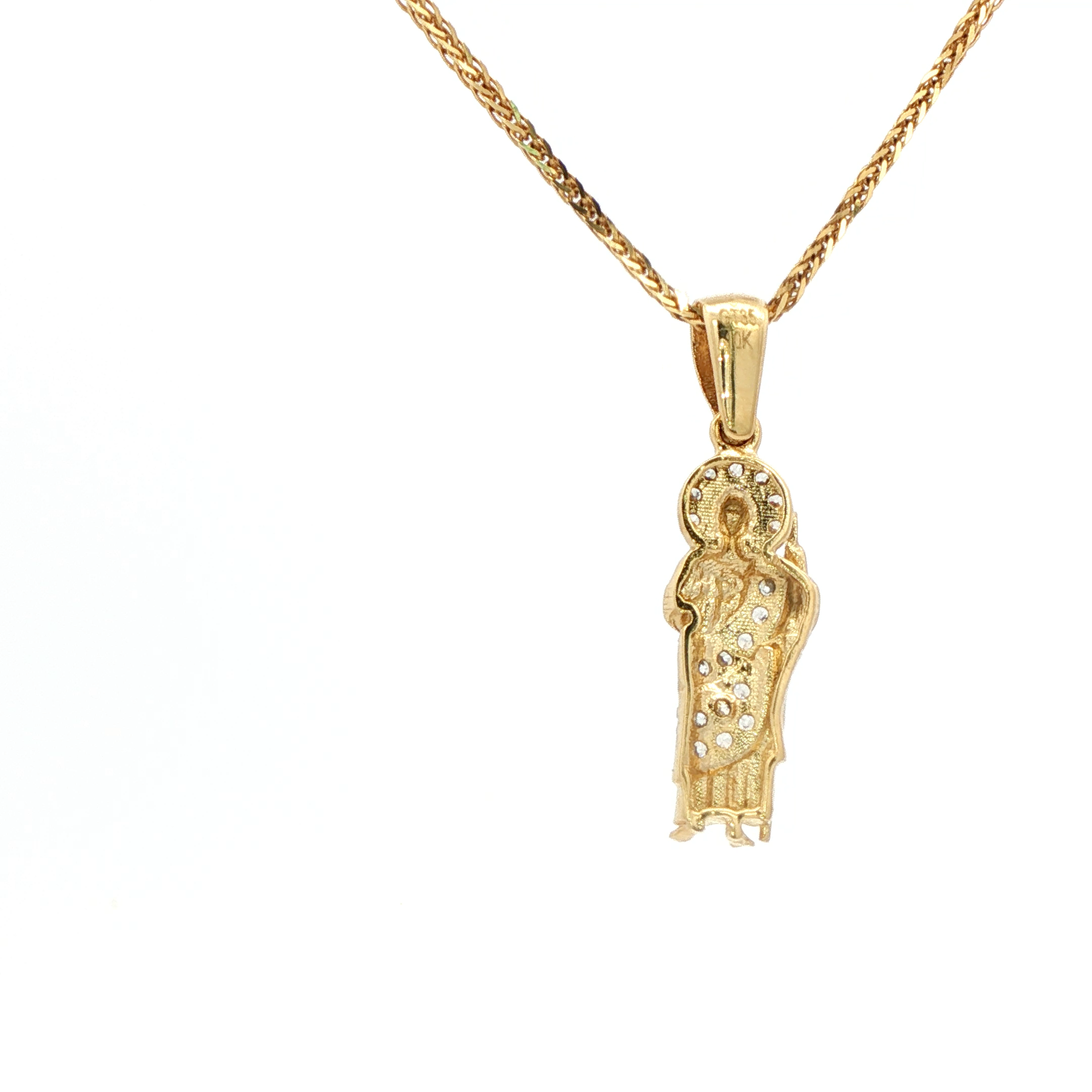 Yellow Gold 10K St. Jude Necklace with Round Cut Cz