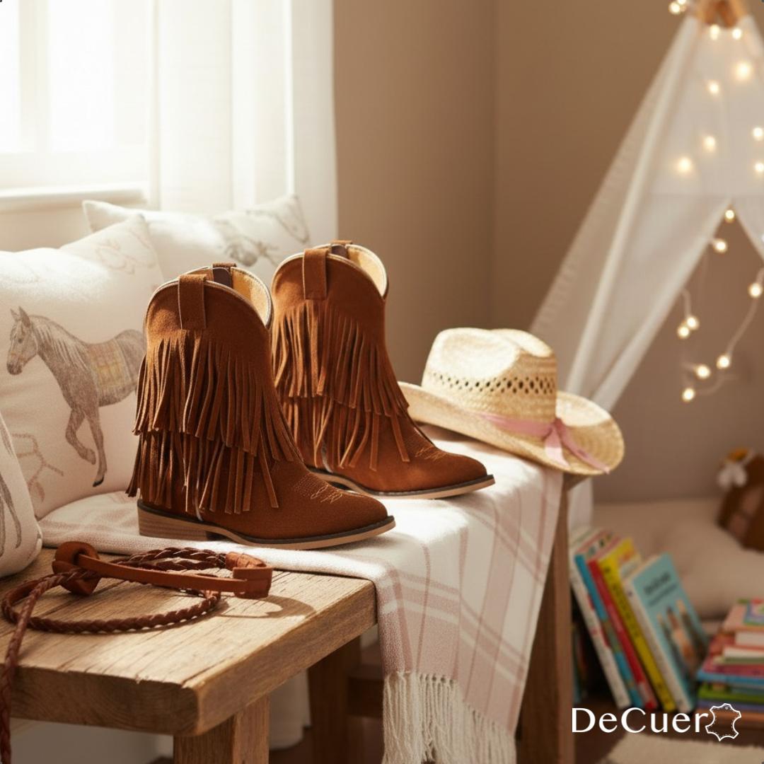 Ella Kids Camel Suede Leather Boots