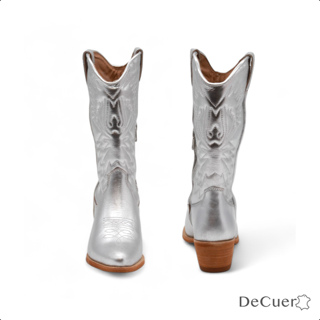 Cowgirl Women's Metallic Silver Leather Boots