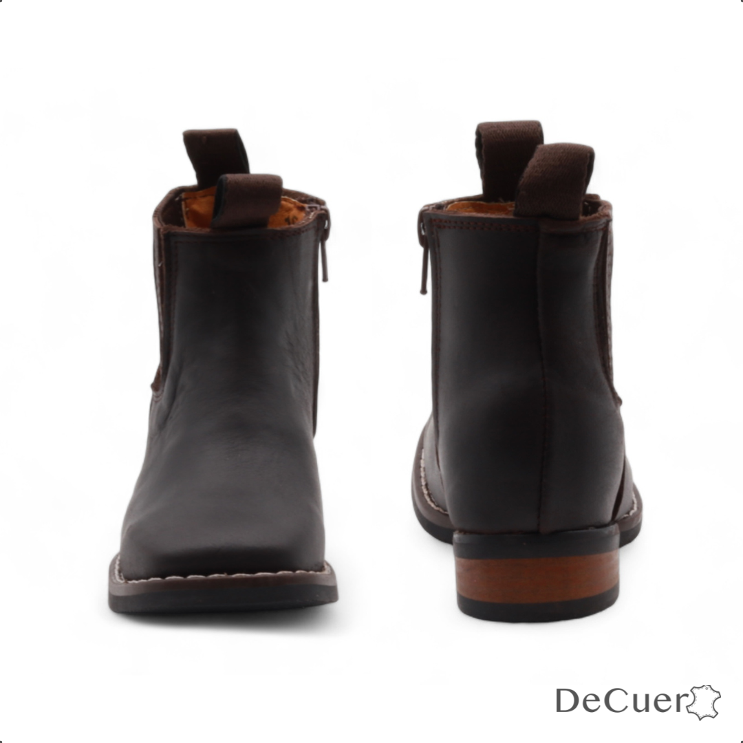 Evan Kids Dark Brown Leather Short Boots
