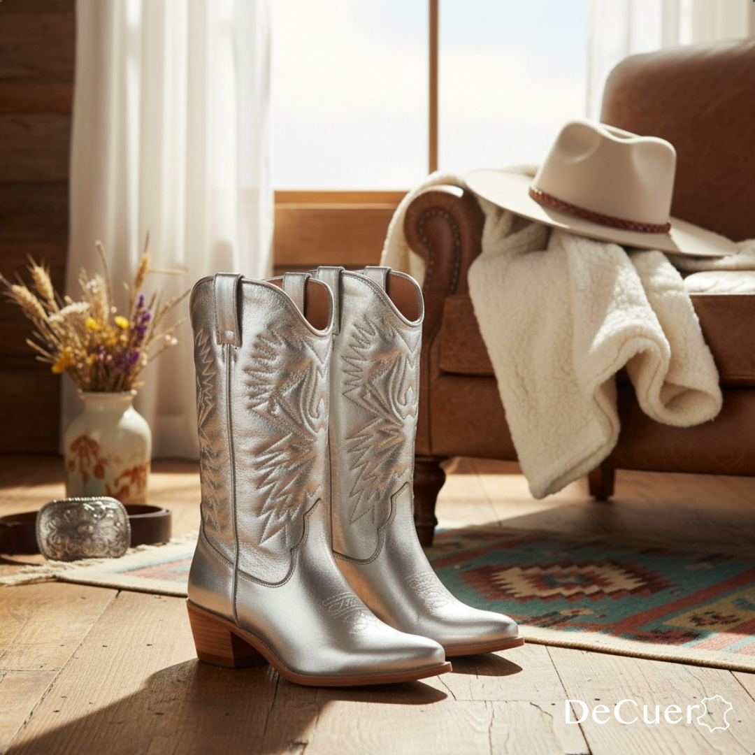 Cowgirl Women's Metallic Silver Leather Boots
