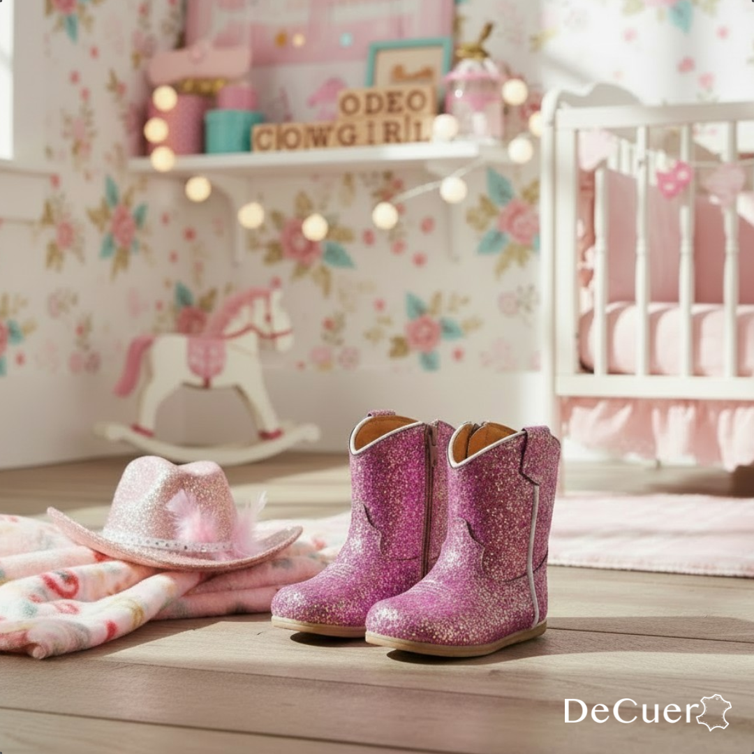 Annie Baby's Fuchsia Glitter Leather Boots