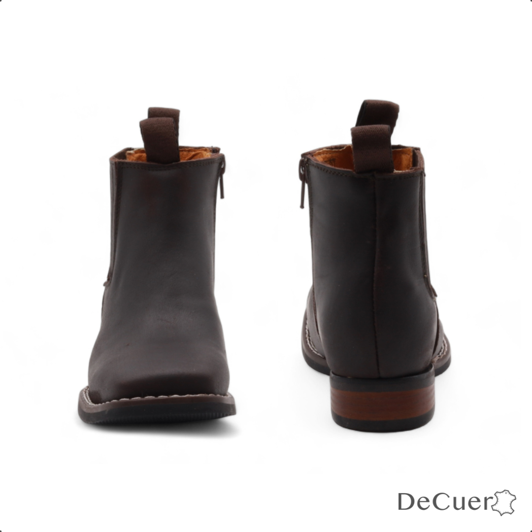 Evan Juniors Dark Brown Leather Short Boots