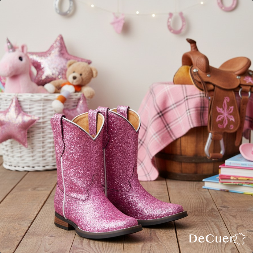 Annie Kids Fuchsia Glitter Leather Boots