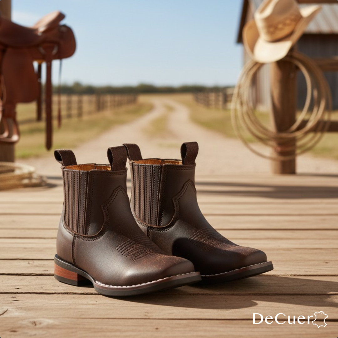 Evan Juniors Dark Brown Leather Short Boots