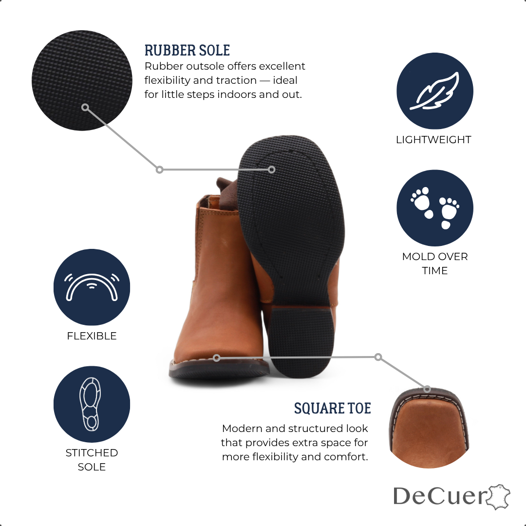 Evan Kids Camel Leather Short Boots