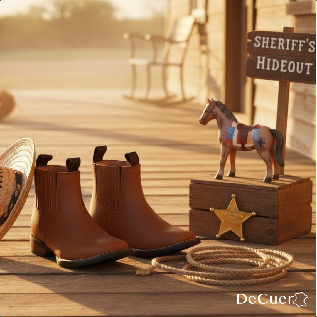 Evan Kids Camel Leather Short Boots