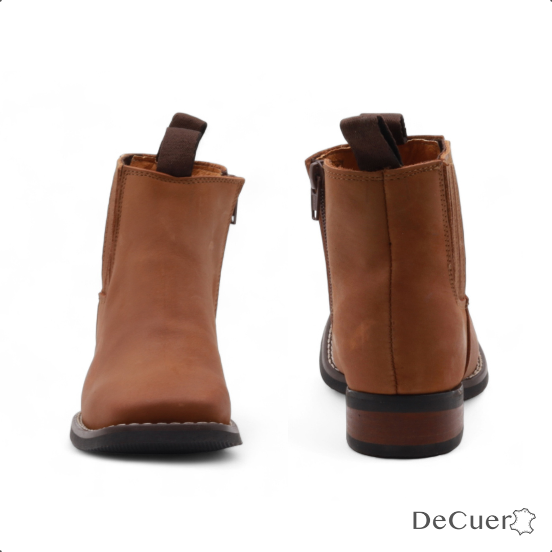 Evan Juniors Camel Leather Short Boots