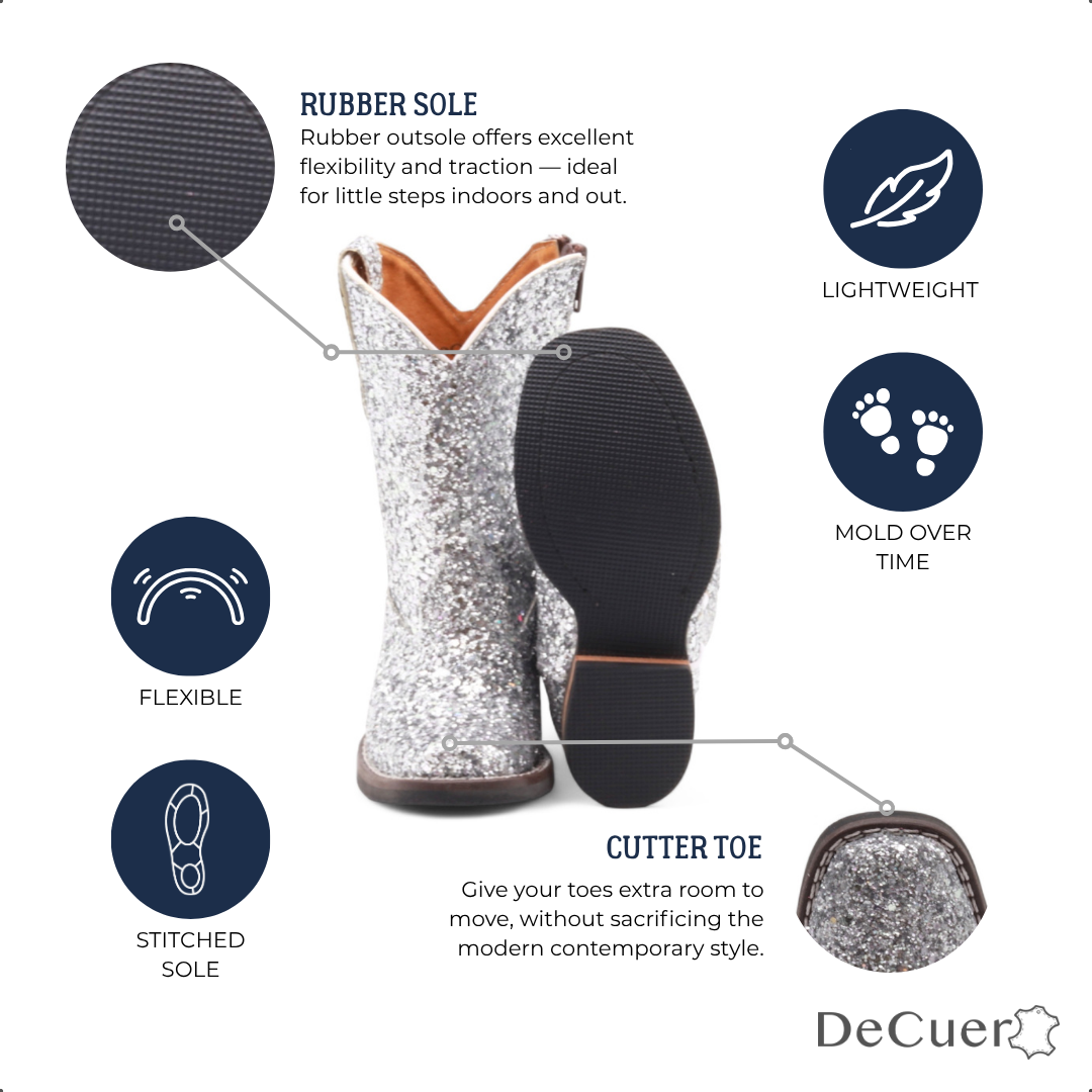 Annie Kids Silver Glitter Leather Boots