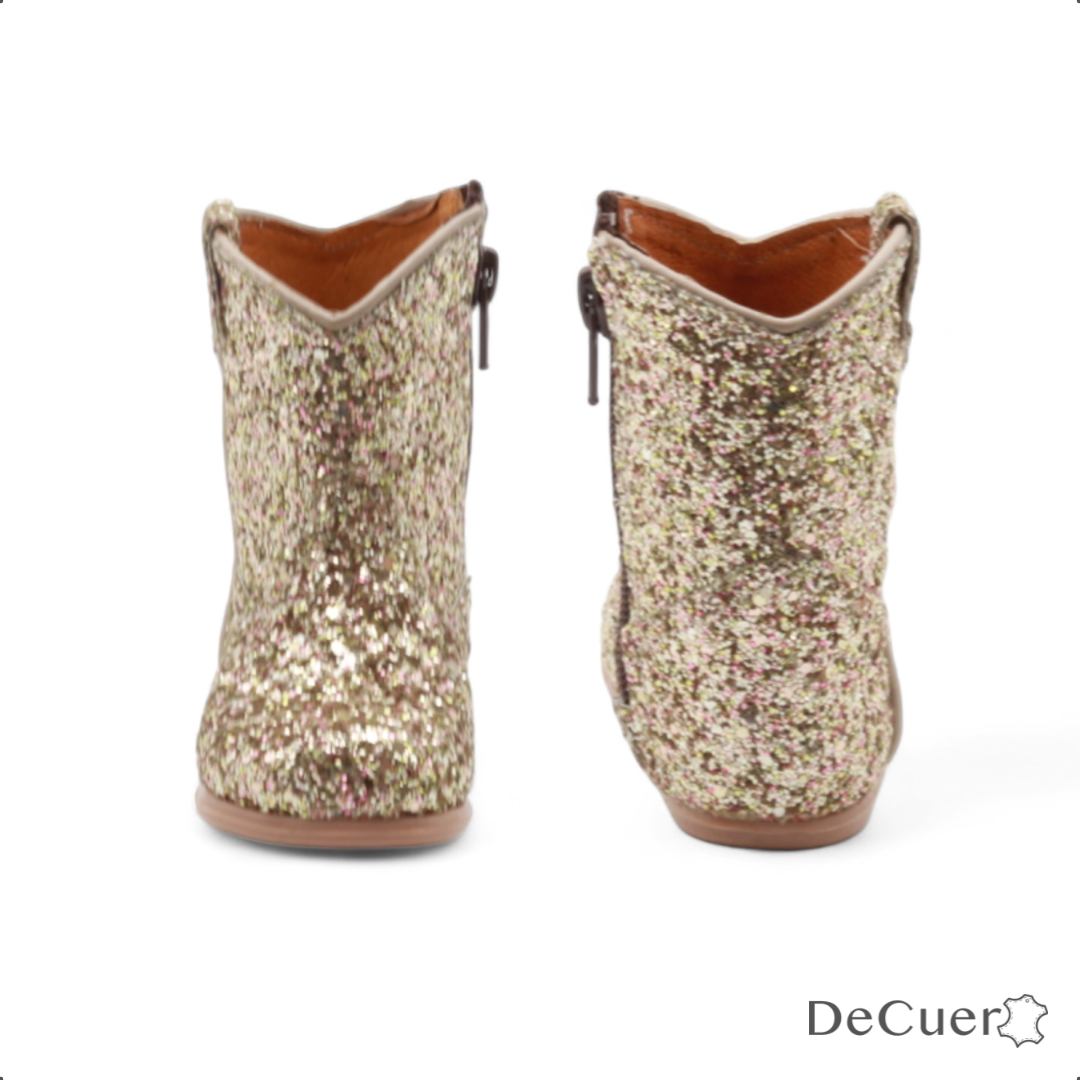 Annie Baby's Gold Glitter Leather Boots