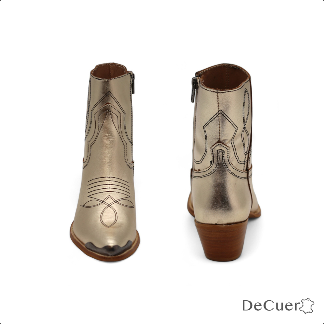 Oeste Women's Metallic Gold Leather Short Boots