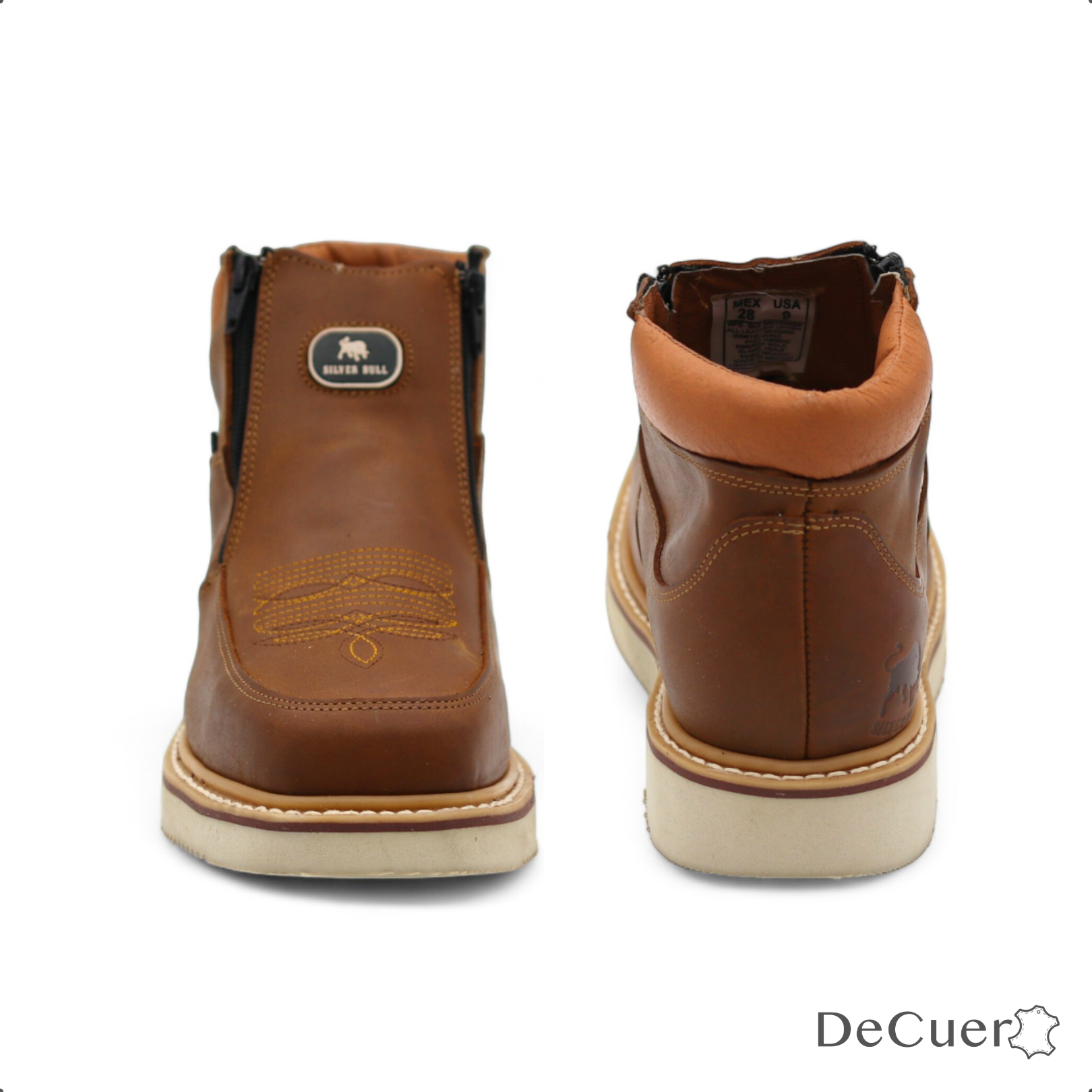 El Paso Men's Camel Leather Short Boots