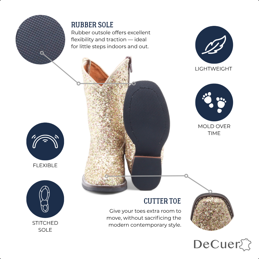 Annie Kids Gold Glitter Leather Boots